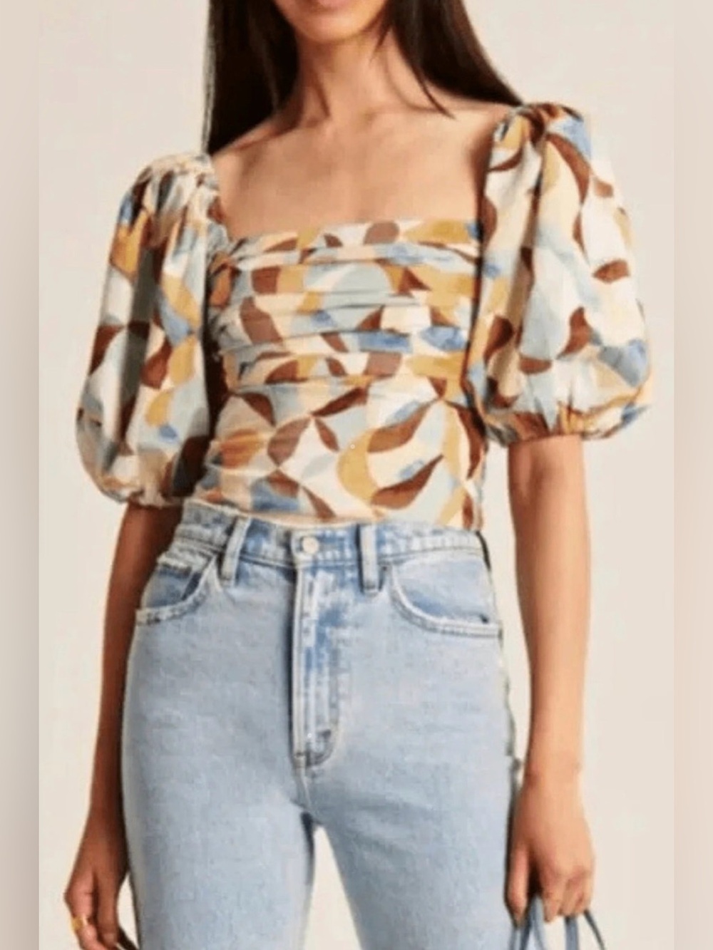 Abercrombie & Fitch Retro Puff Sleeve Crop Top